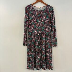 Boden Dress 10R Floral Jersey Fit & Flare Boho Cottagecore Comfy Botanical Work